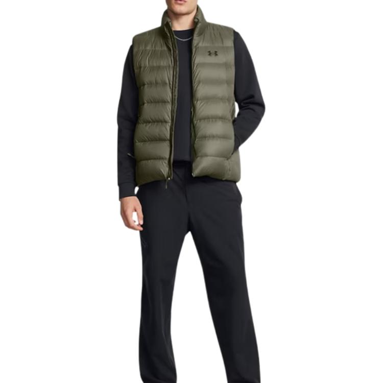 Under Armour FW24 Жилет мужской с логотипом Legend, удобный, водонепроницаемый, теплый, зеленый 1385838-390