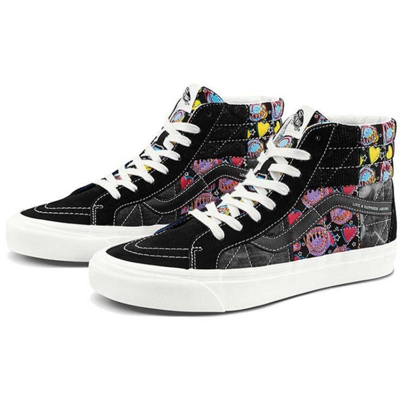 Vans SK8 Вышитые Канвасовые Легкие Износостойкие Высокие Унисекс Кеды для Скейтбординга Черно-Мультиколор VN0A54FBA5J