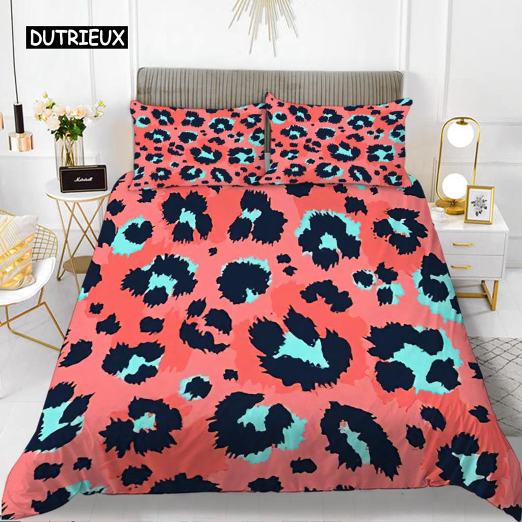 Комплект постельного белья с леопардовым принтом, розовый, шикарный, для девочек, комплект постельного белья с принтом гепарда для мальчика-подростка, полиэстер, наволочка с изображением диких животных
