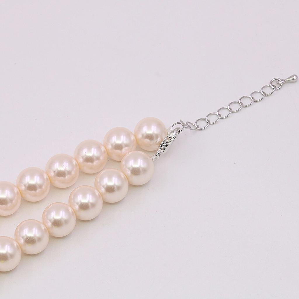 10mm Light Pink Shell Pearl Round Beads Necklace Pearl Neckwear Jewelry,AAA Neckchain,5cm Extension Chain,Girls Women's Party Gifts