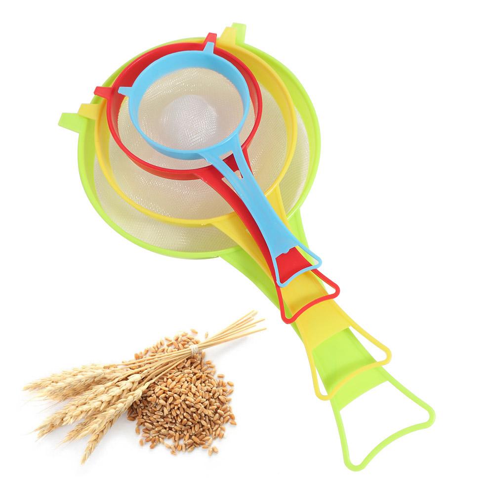 4Pcs/Set Fine Mesh Flour Sieve with Handle Colander Kitchen Tool Scoop Strainer Icing Sugar