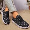 Autumn New Round Head Cloth Sequin Front Lacing Soft Sole Non-slip Low Top Shoes Women's Fashion Flat Shoes