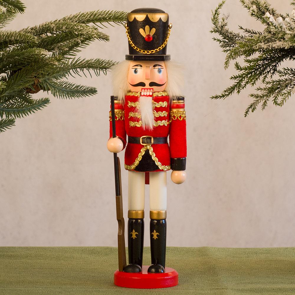 High Quality 30cm Wooden Christmas Nutcracker Soldier Ornament, Durable Holiday Decoration, Christmas Tree Display Supplies