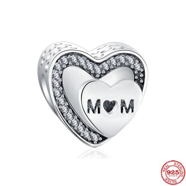 Neastamor Люблю тебя, мама, шарм-бусина в форме сердца, подходит для оригинального браслета, серебро 925 пробы, изготовление модных DIY украшений для женщин, подарок
