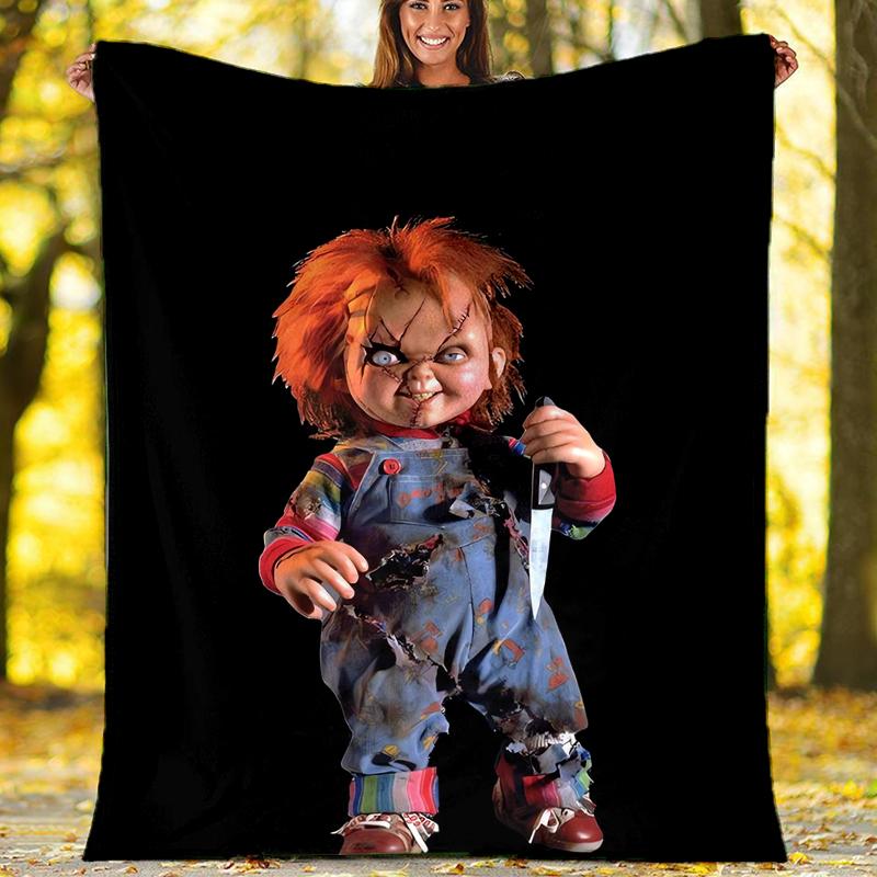 Chucky Theme Printed Blanket - Perfect for Couch, Bed, Travel & Outdoor Use | Machine Washable, Cozy & Durable.