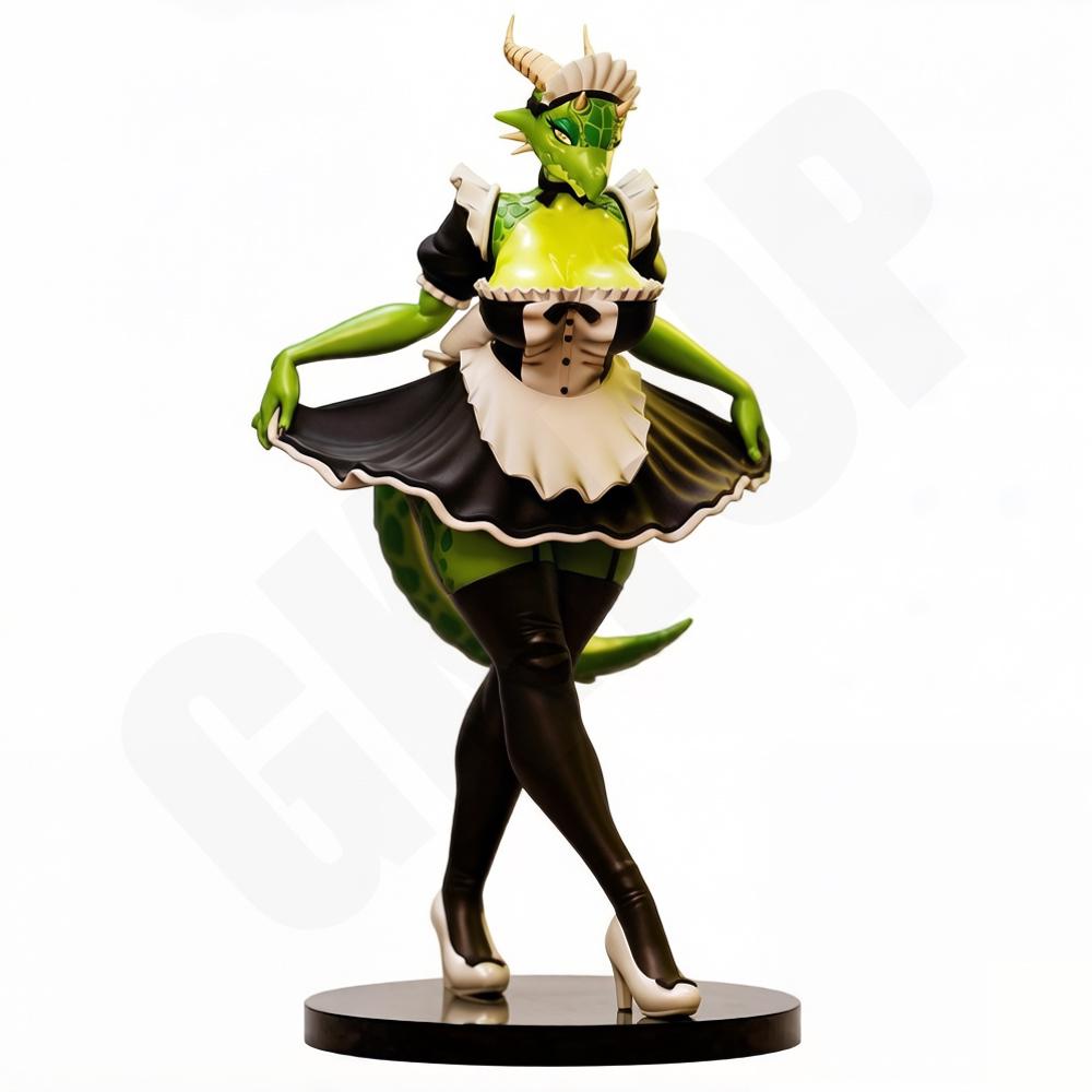 1/24 Pretty Maid Outfit Reptilian Girl Figurine 3D Print Gray Resin Waifu Statue Toy Miniature Model Diy Unpainted Unassembled