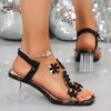 Fashion 2025 Summer Women's Open Toe New Crystal Floral Office and Career Plus Size Best Seller Comfortable Non-Slip Heeled Sandals