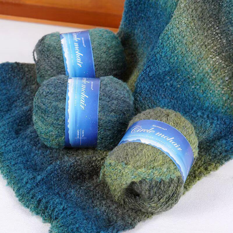 50G Секция Легкая Длинная Роскошная Пряжа Градиентной Окраски Теплый Мохер Мягкая Петля Пушистая