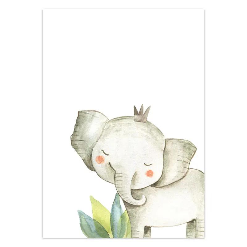 Милая декоративная картина с животными Зебра Слон Лиса Картина для детской комнаты Настенное искусство Украшение Постер для детской комнаты Искусство