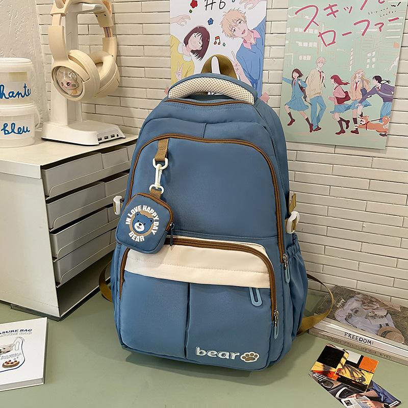 School Bag Schoolbag Female Ins Wind Korean Version Cute Three To Six Contrasting Color Backpack