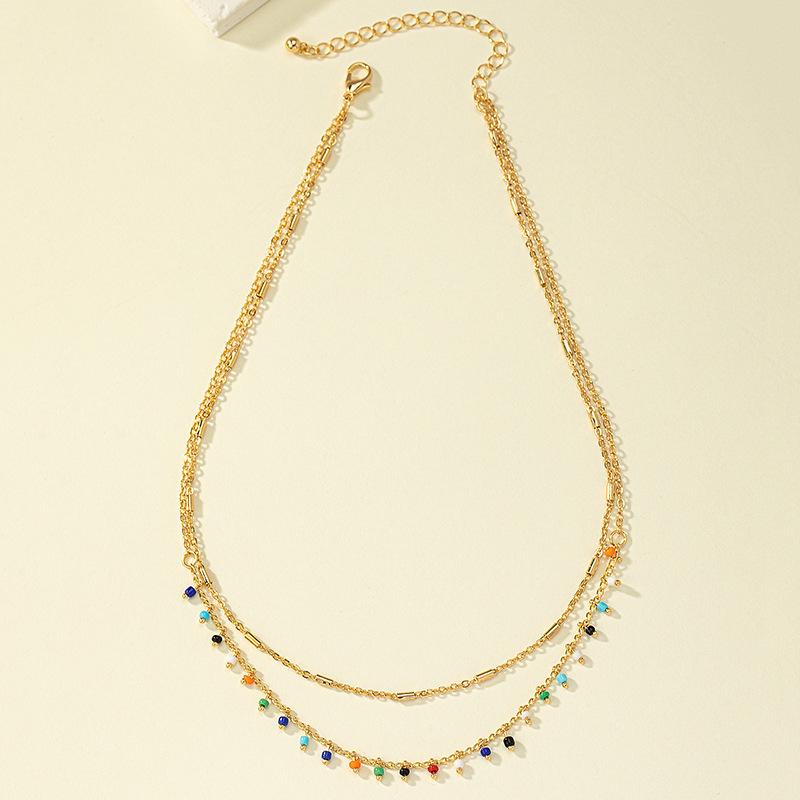 Японское и корейское ожерелье из бусин в крутом стиле, модное, простое, цветное, для женщин, с нишевым темпераментом, с ретро-ощущением высокого класса, цепочка для ключицы
