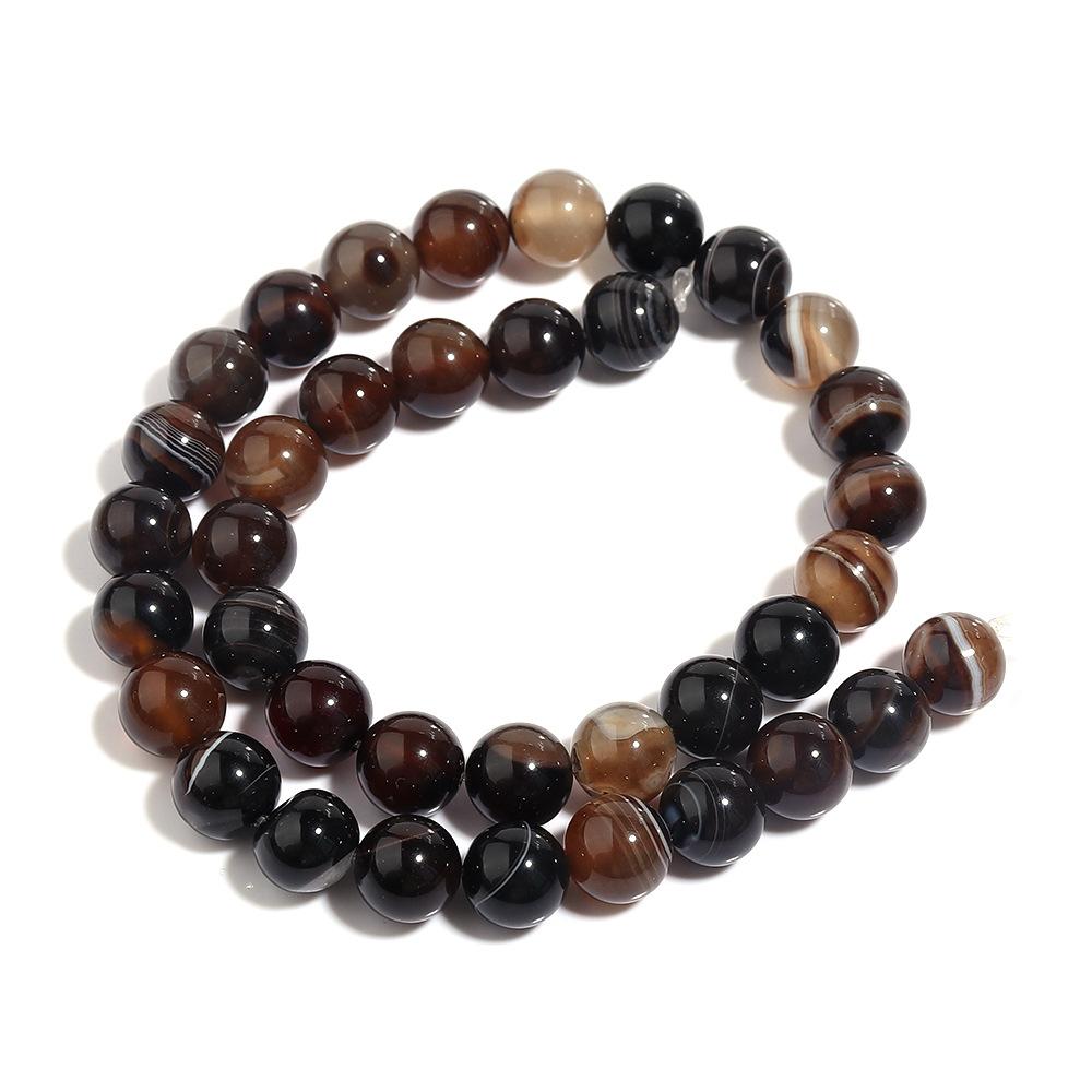 Dark Coffee Brown Stripe Agate Spacer Beads 4-12mm Loose Beads for Jewelry Making Accessories DIY