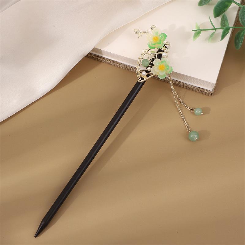 Заколка для волос с кисточкой в стиле эбони: Винтажное деревянное украшение для волос для женщин, идеально подходящее для простых причесок и украшений для старинных костюмов