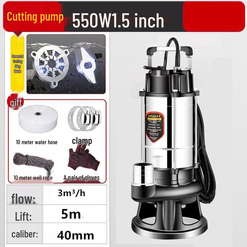 220V Household Sewage & Sludge Pump for Septic Tank and Drainage