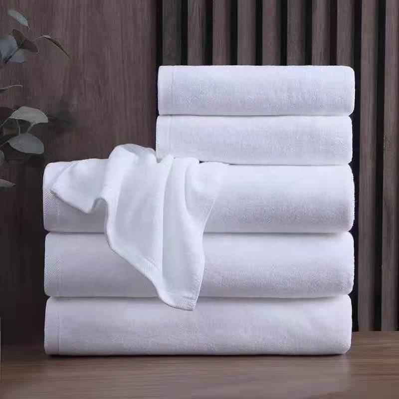 Five-Star Hotel Quality Pure Cotton Bath Towel Thickened Oversized Solid White Color Knitted Washcloths for Swimming Bathing