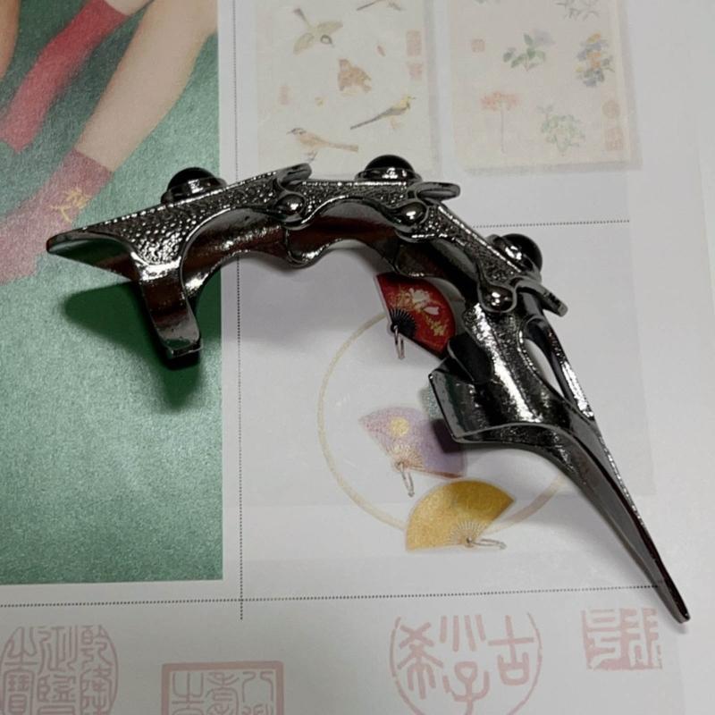 Готический панк перчатка в виде скелета руки, регулируемый металлический коготь на палец, кольца на весь палец в виде скелета для Хэллоуина, косплея и вечеринки