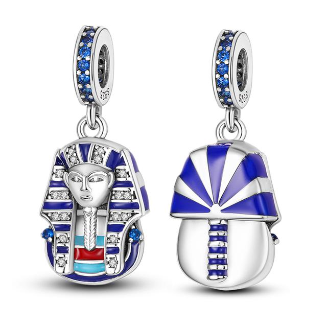 Fit Bracelet Inlaid Zircon Beads Charms 925 Sterling Silver Heart -Shape Colorful Dangle Pendants Bangle Jewelry