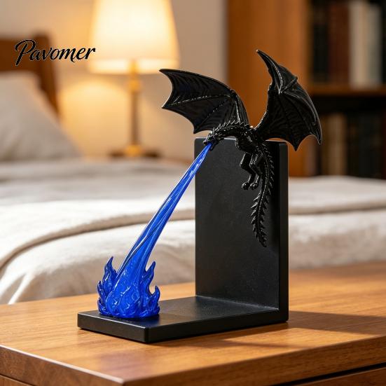 Витрина Украшения Дракон Пламя Уголок для Книг Декор, 3D Печатная Фигурка Огнедышащего Дракона, Светящийся в Темноте Прочный Держатель Украшение, Фэнтези