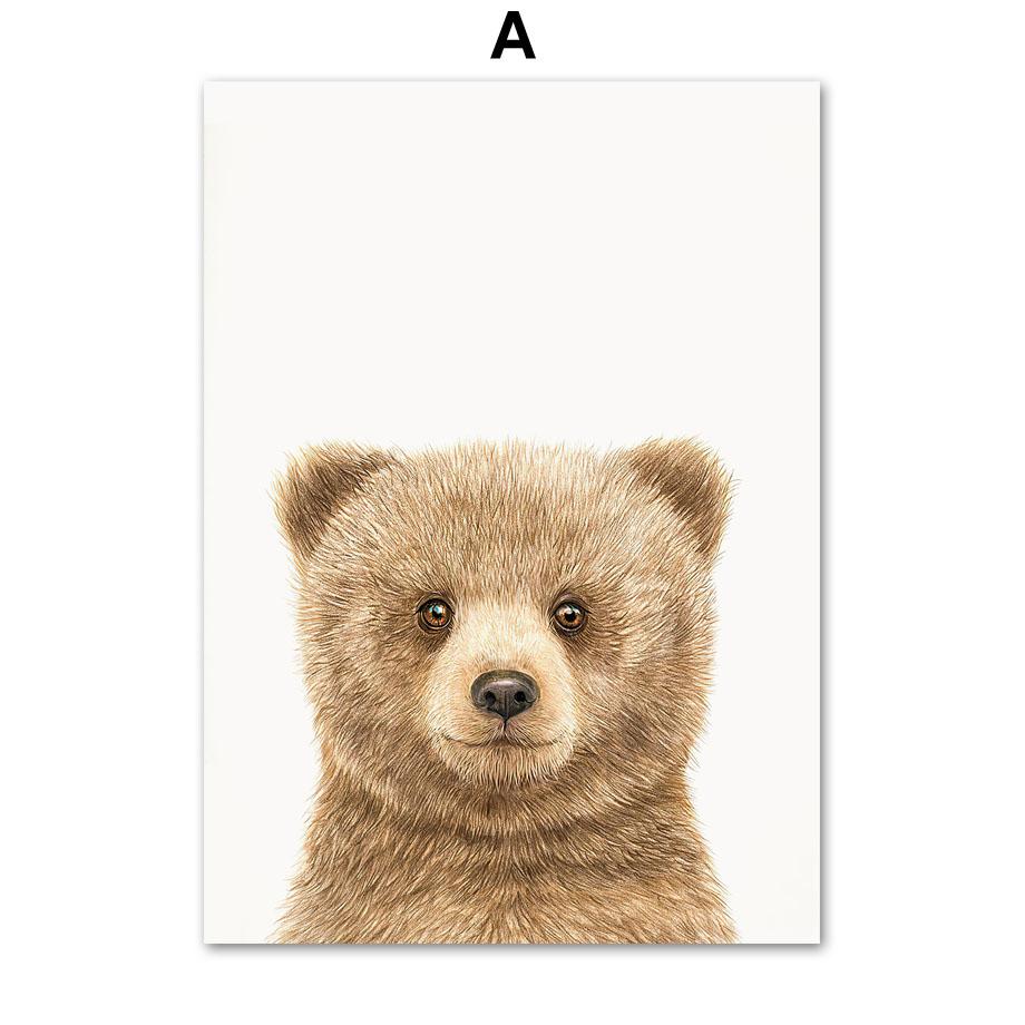 Медведь Банни Лиса Олень Сова Ежик Обезьяна Детская Настенная картина на холсте Плакаты и принты Настенные картины Декор для детской комнаты