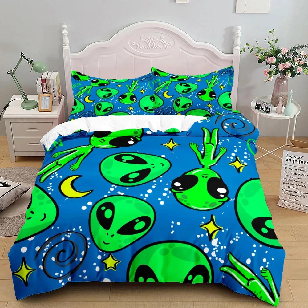 Aliens Boys Duvet Cover Set UK Single Double Queen US Twin Full King Size Bed Linen Set Duvet Cover Bed Set Quilt Cover