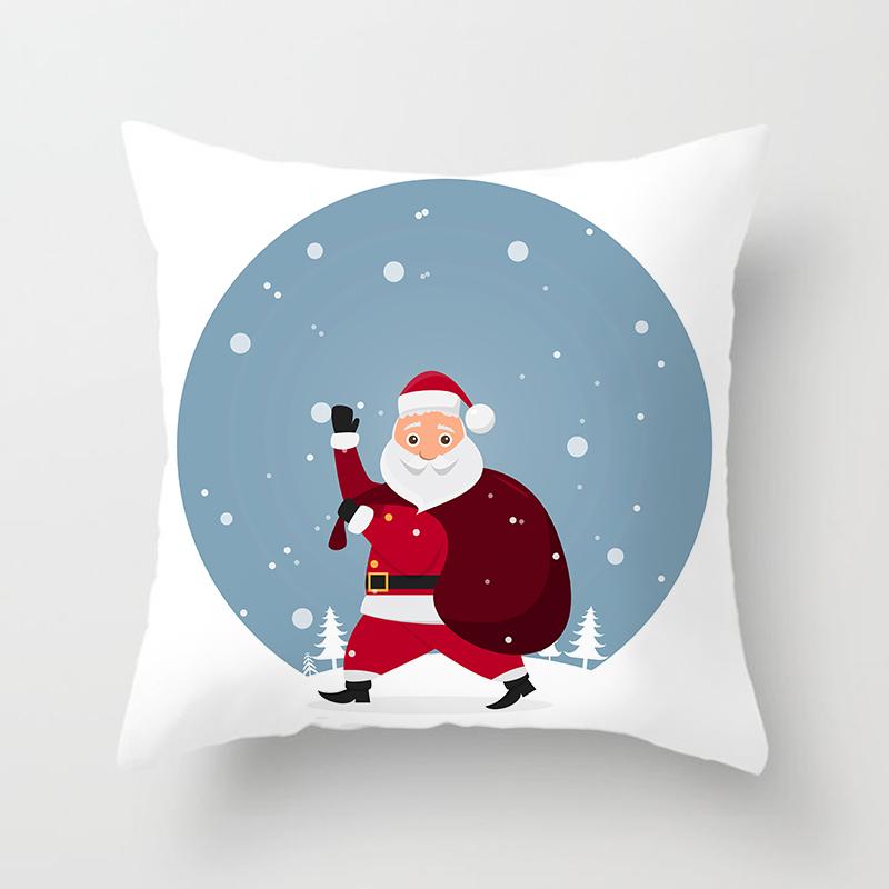 Cartoon Santa Claus Pillowcase Sofa Kids Room Decoration Merry Christmas Cushion Cover