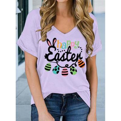 Футболка с V-образным вырезом и принтом в цвете 3D на всю длину тела с короткими рукавами Женская одежда Футболки