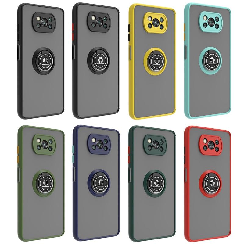 KEYSION Модный матовый чехол для Xiaomi POCO X3 Pro X3 NFC X3 GT, прозрачный противоударный чехол с кольцом-подставкой для телефона POCO M3 Pro 5G