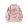 Hip Hop Street Skull Jacquard Sweater Halloween Loose Fit Pullover Men Women
