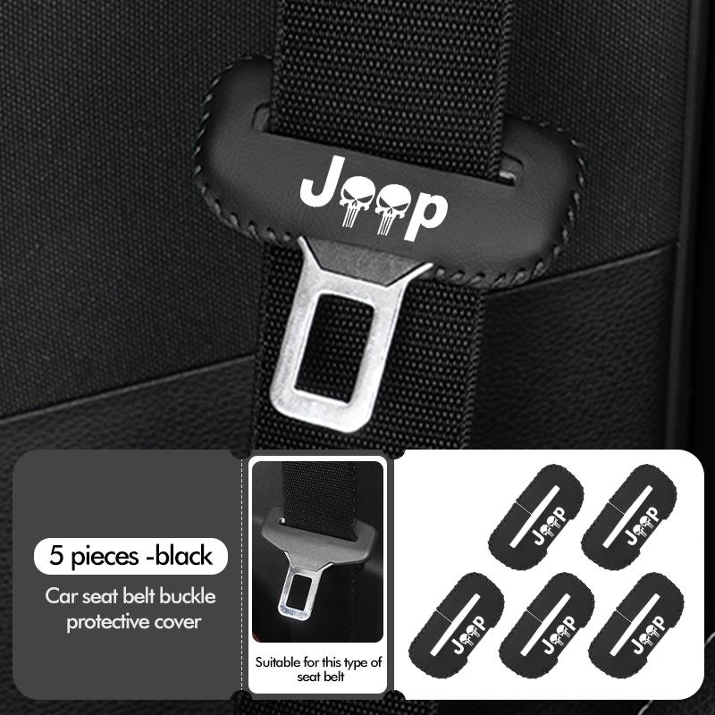 For Jeep Car Seat Belt Buckle Plug Leather Car Seat Belt T Clip Protective Covers Grand Cherokee Wrangler JK Renegade Gladiator
