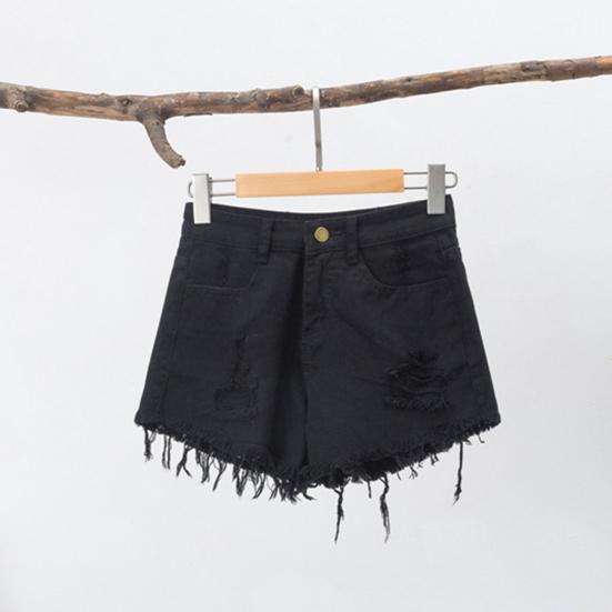 Женские обрезанные джинсовые шорты с высокой талией, рваные джинсы с потертым краем