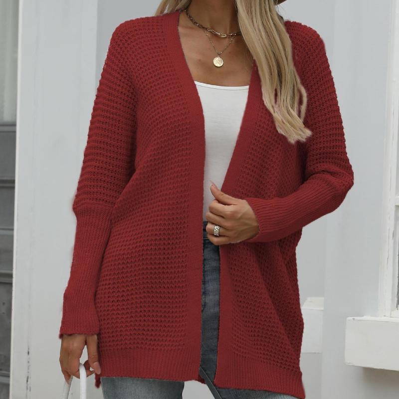 IHUASU Women's Knitwear Autumn and Winter Knitted Cardigan Loose Solid Colour Jumper