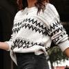 Autumn/winter Women's Vintage Knitted Plus-size Crew Neck Sweater