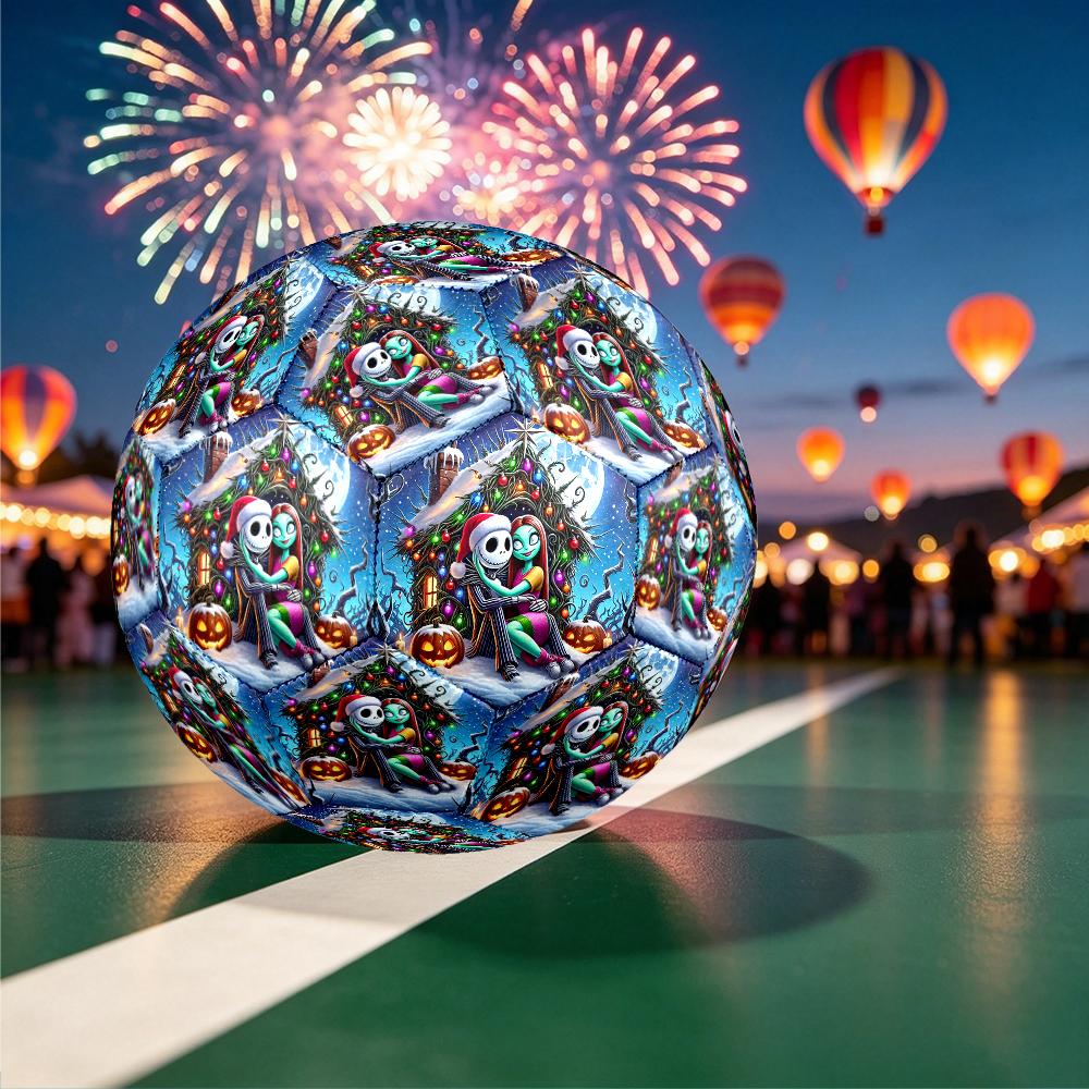 Size 5 Soccer Ball - Outdoor Sport Football with Halloween Jack Sally Skull Pattern, Ideal Gift for Birthdays, Christmas, Father's Day, Graduation