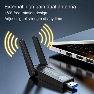 1200 Мбит/с USB 3.0 Беспроводная сетевая карта Двухдиапазонная 2,4 ГГц 5 ГГц WiFi-адаптер Двойная антенна Lan Ethernet-адаптер для ПК Настольного компьютера Ноутбука