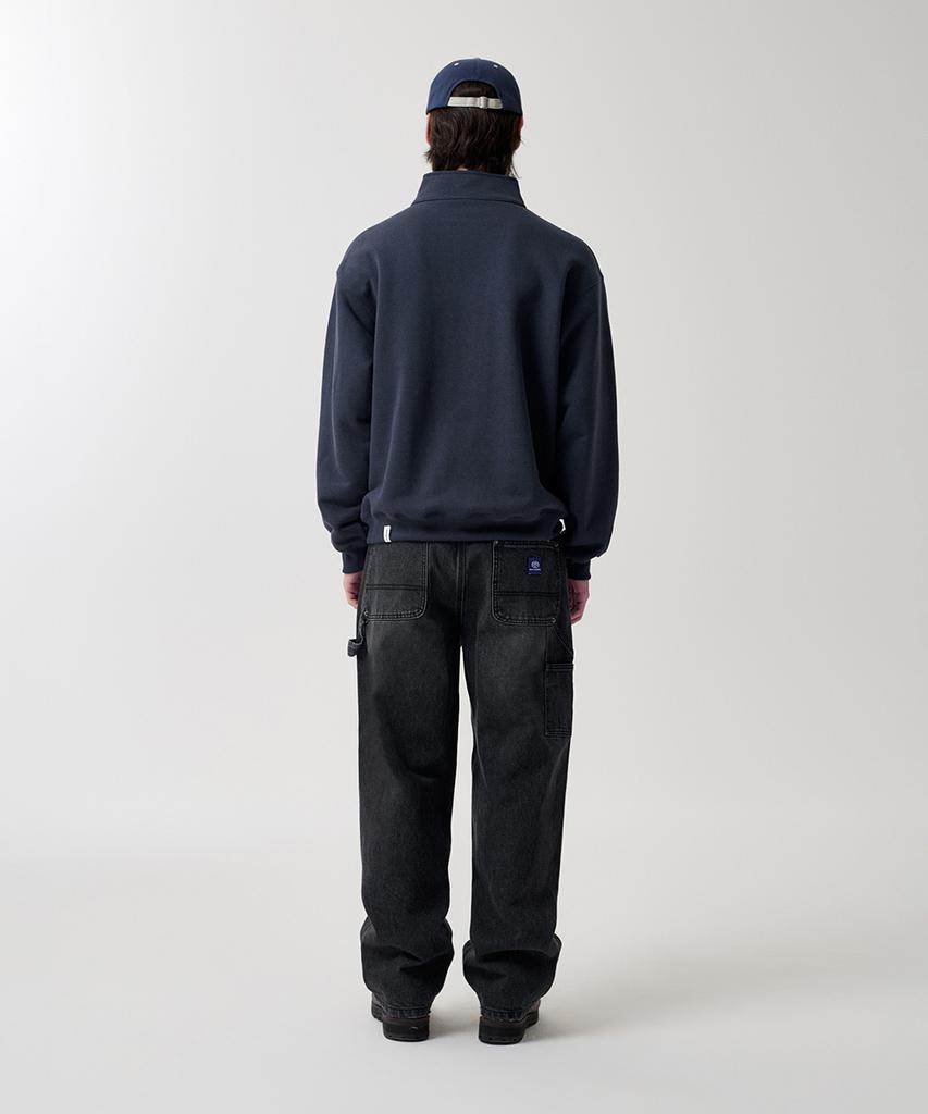MAHAGRID Arch Logo Applique Half Zip-Up Sweatshirt Navy(Mg2Fsmm444A)