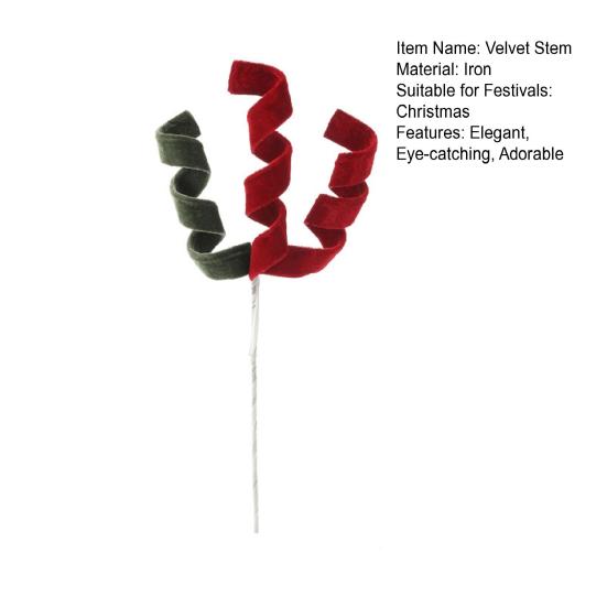 Бархатные спиральные рождественские стебли Красные Белые Зеленые Спиральные рождественские елочные пики DIY Поделки для венка Камины Наполнитель для вазы Праздничное украшение