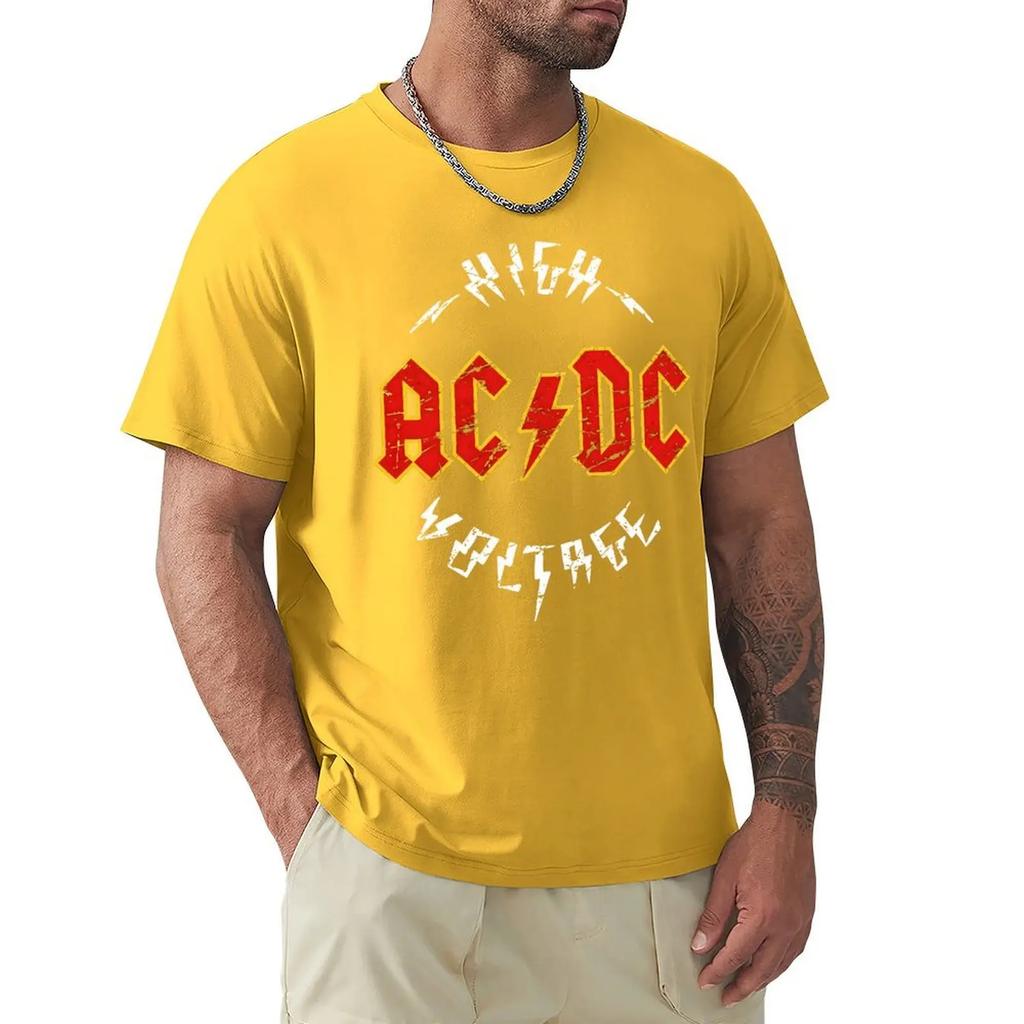 Футболка мужская и женская AC-DC Heavy Metal с музыкальным роком из чистого хлопка, модная футболка с коротким рукавом и круглым вырезом, футболки с графическим принтом