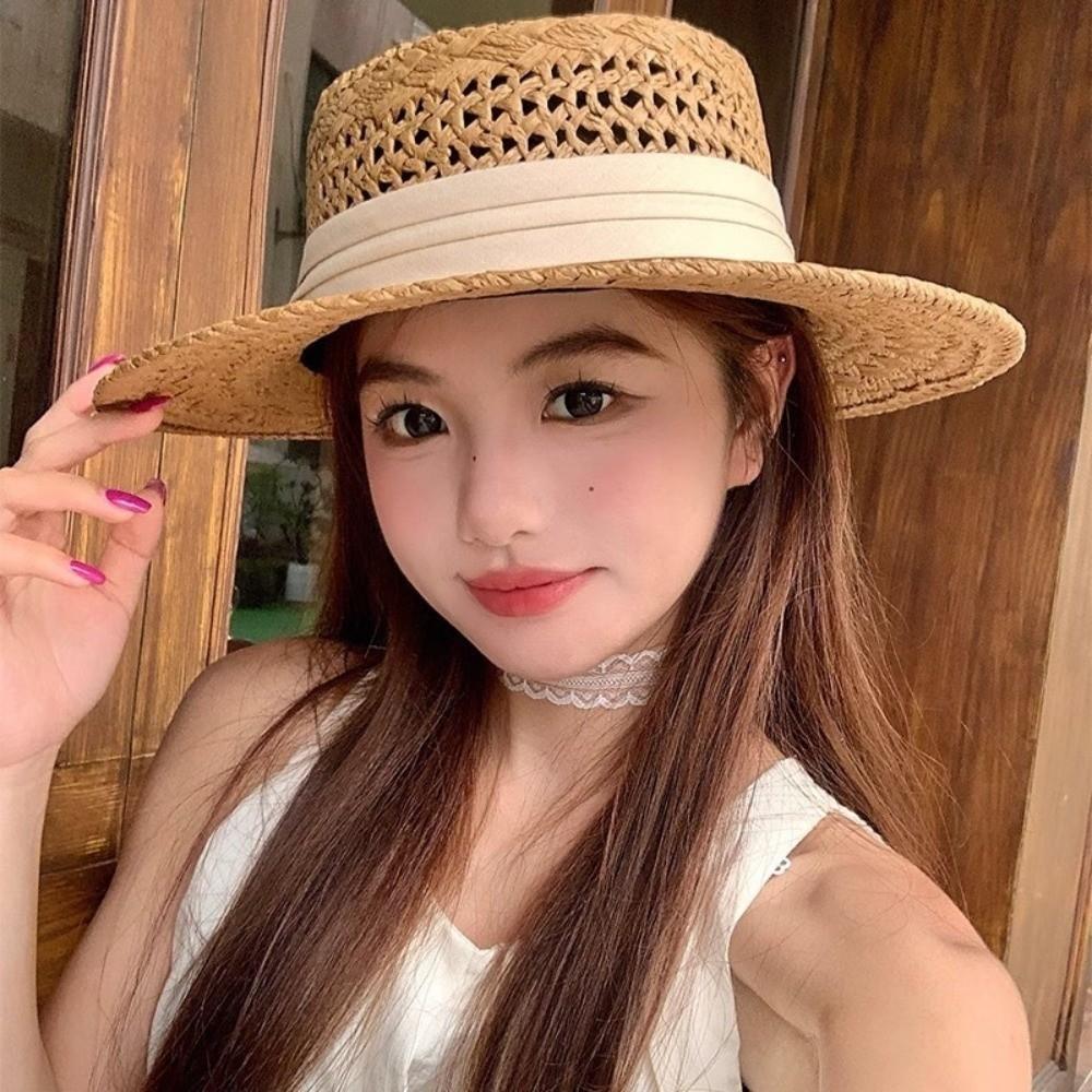 Sunscreen Hollow Straw Hat Wide Brim Visor Cap Fashion Western Cowboy Hat Hiking