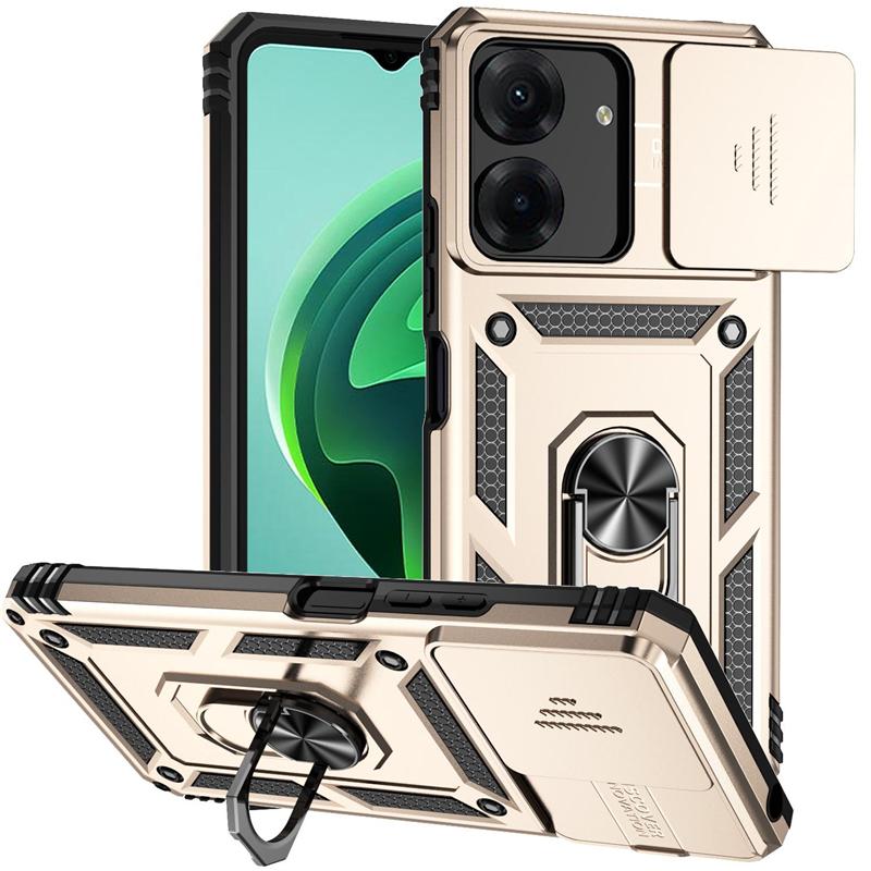 Противоударный защитный чехол со слайд-объективом для Xiaomi Redmi Note 12 11 10 Pro 11S 10S 13C 12C 11A 10C 10A Poco M4 X3 X4 NFC X5 Pro 5G 4G, задняя крышка с кольцом-подставкой