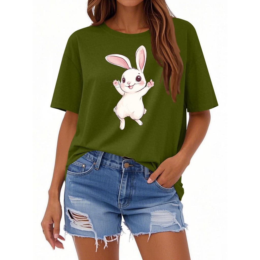 Women's Round Neck Casual Printed Short-sleeved T-shirt Top