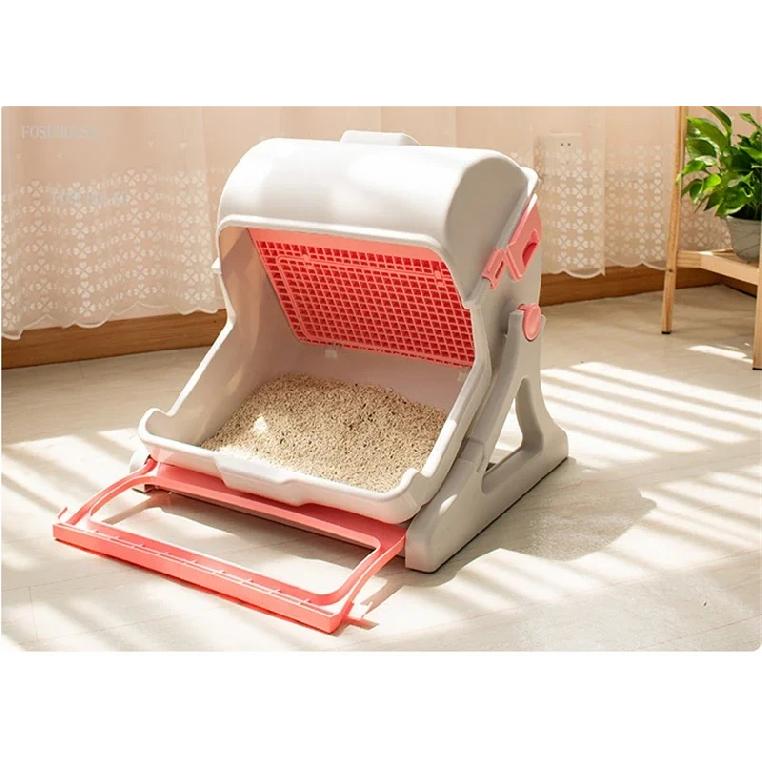 Large Semi Enclosed Cat Bedpan Litter Box Splash Proof Odorless Toilet with Scoop Filter Easy Clean Indoor Pet Supplies