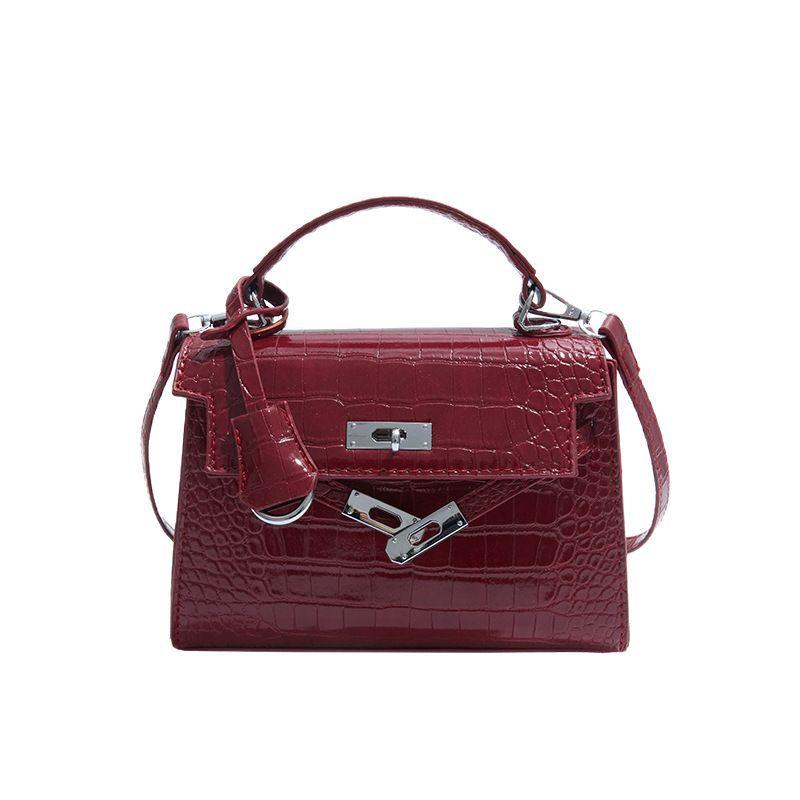 2025 New High-end Light Luxury Stone Pattern Kelly Bag Hand-to-shoulder Crossbody Bag Temperament Versatile Commuter Bag