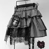 Корейские девушки Kawaii Punk A-силуэт Мини-юбка Harajuku Vintage Black White Rock Cake Юбки Y2K Кружевные бальные платья Skater