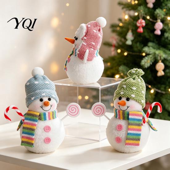 Warm White LED Hanging Decor Lighted Snowman Christmas Ornament with Knitted Hat, Light Cute Holiday Tabletop Pendant for Tree, Decorations Gift Kids