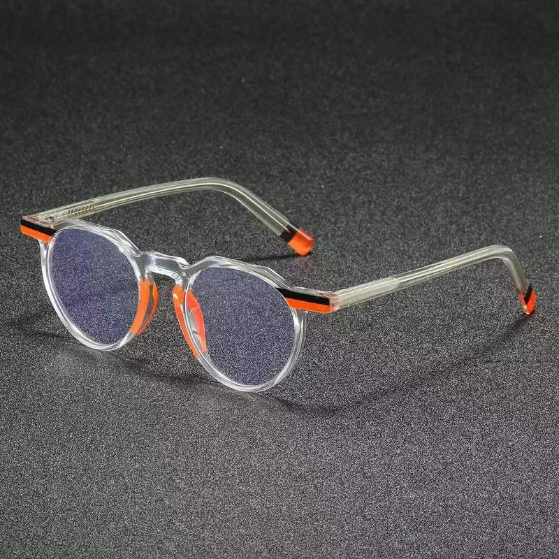 Small Round HD Blue Light Blocking Glasses for Men Women Color Blocked Minimalist Eye Protection