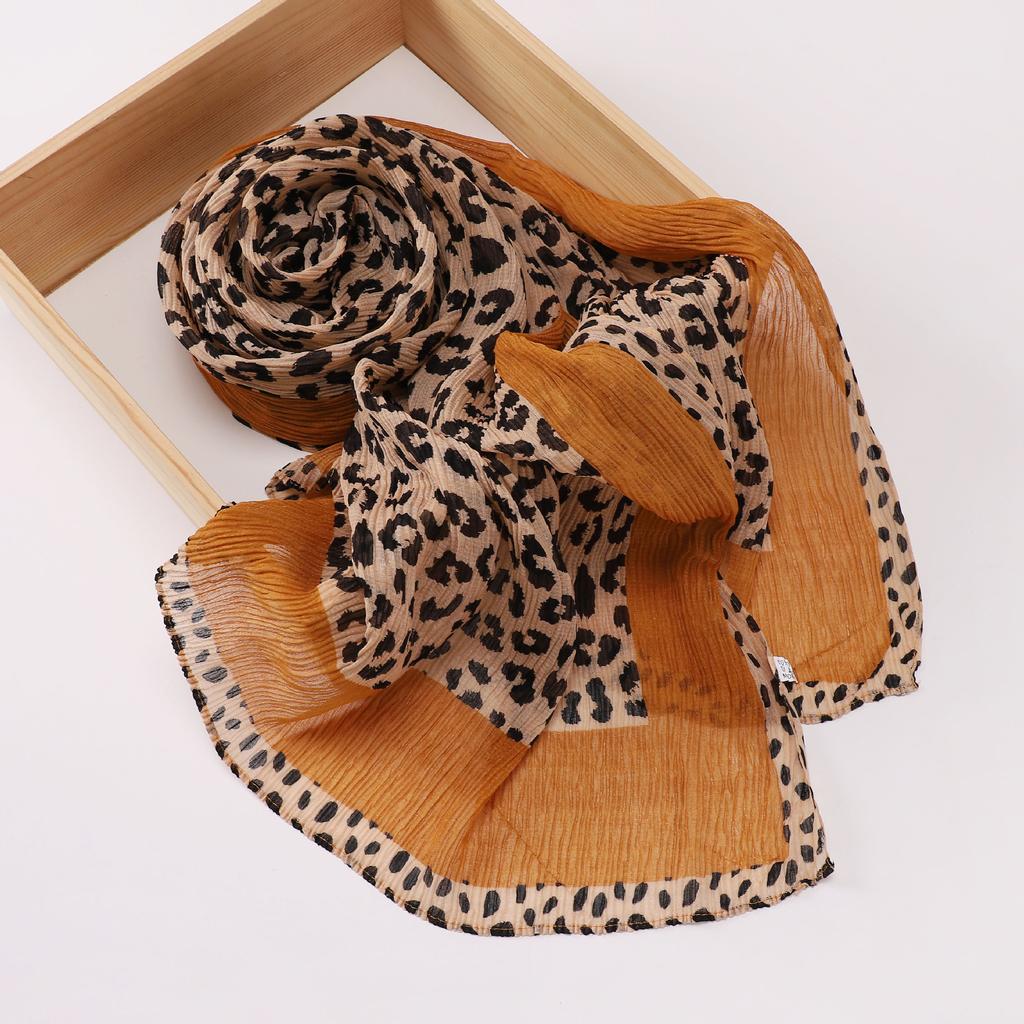 Новый малазийский мятый шарф с леопардовым принтом, литературный и ретро женский головной платок