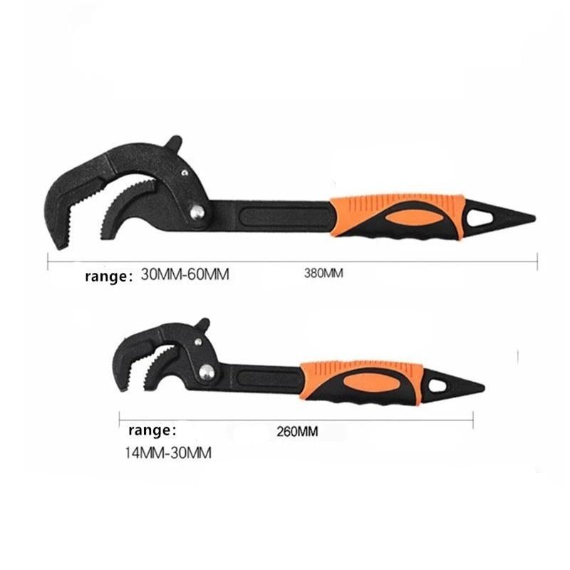 2 Pcs/Set 14-30/30-60mm Universal Key Pipe Wrench Open End Spanner Set High-carbon Steel Snap Grip Tool Plumber Multi Hand Tool