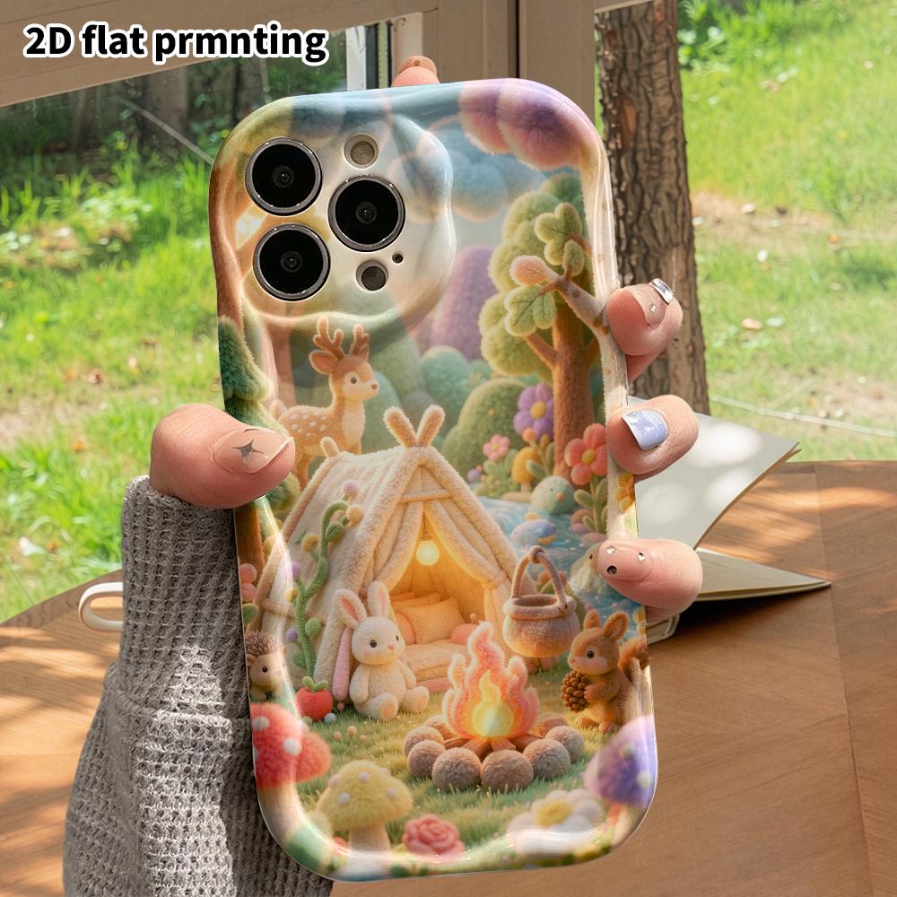 Phone Case: 2D flat, suitable for iPhone 18 17 16 15 14 13 12Pro protective case, plush campsite, perfect Christmas and Halloween holiday gift