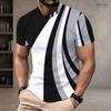 Mens Plus Size T Shirt Round Neck Short Sleeve Abstract Geometric Printed Black White Gray Pullover Straight Hem