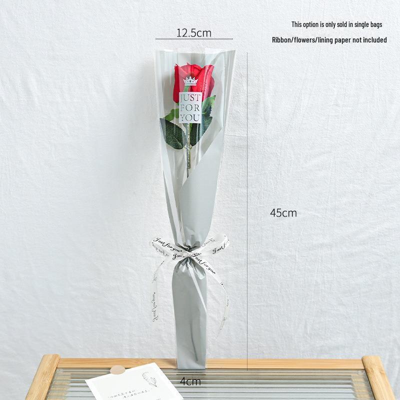 Valentine's Day Transparent Waterproof Flower Bag for Single Bouquet